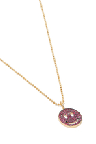 Happy Face Medium Pendant Necklace, 14k Yellow Gold & Rubies