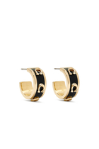 Pegged C Enamel Huggie Earrings