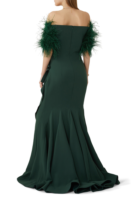 Feather Sleeve Gown