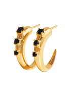 Claw Studded Hoop Earrings With Black Onyx