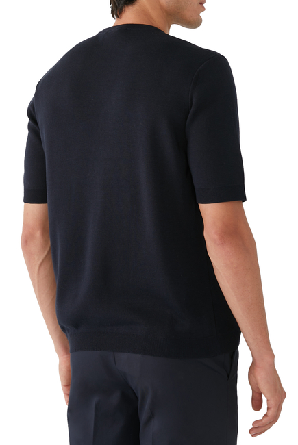 Silk Cotton T-Shirt with Intarsia