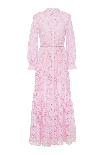 Pink Cotton Lace Maxi Dress