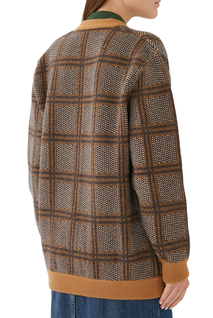 Reversible Checked Wool Cardigan