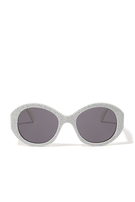 Bold 3 Dot Embellished Round Sunglasses