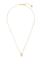 'S' Shadow Letter Necklace, 18k Yellow Gold with White Enamel and Diamonds