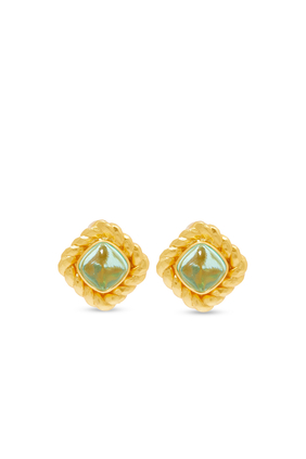 Antonia Stud Earrings, 24k Gold-Plated Brass & Quartz