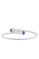 Cleo Slim Bangle, 18k White Gold with Lapis Lazuli & Diamonds