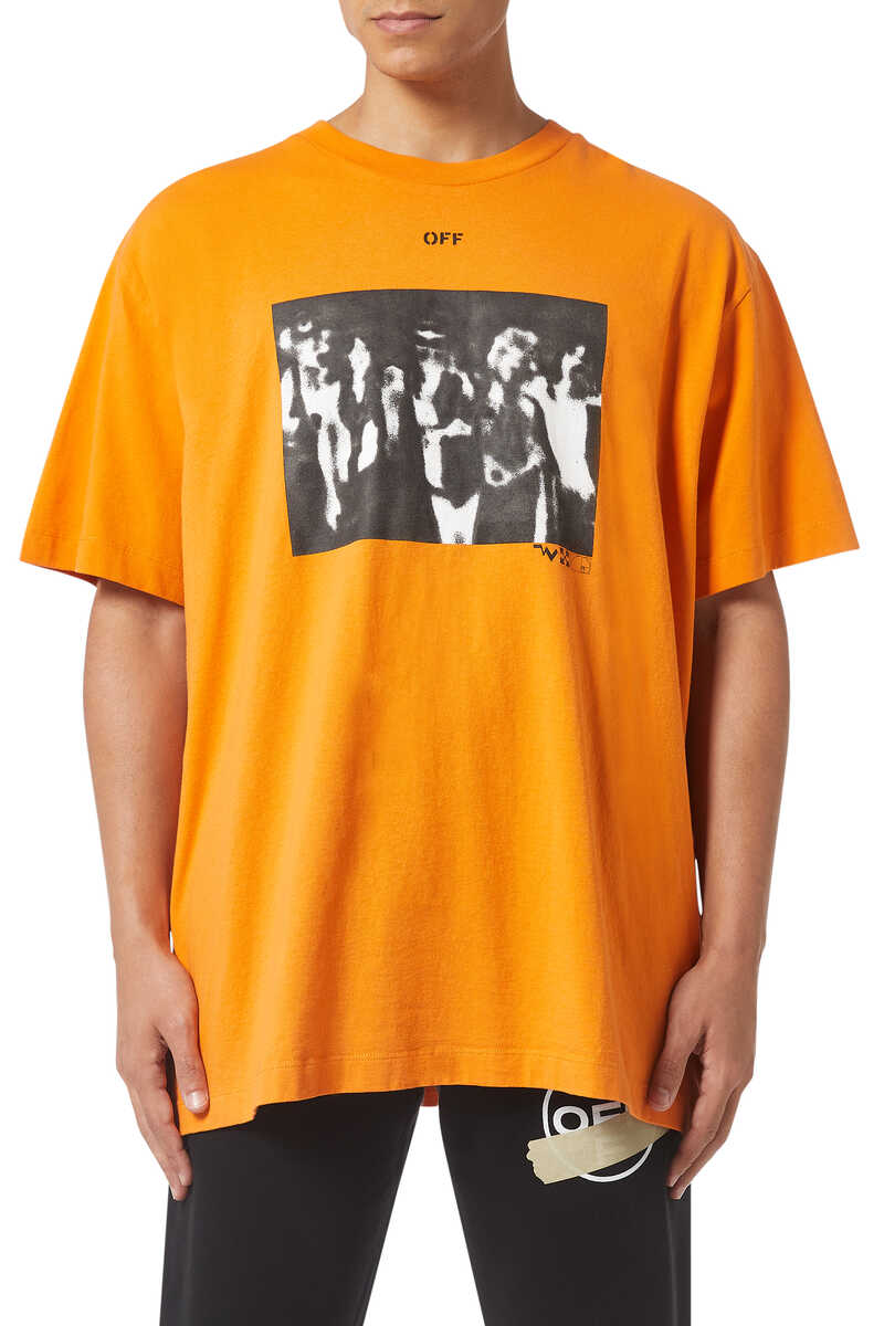 Buy Orange Off White Spray Paint Oversized T-Shirt - Mens for AED 690. ...