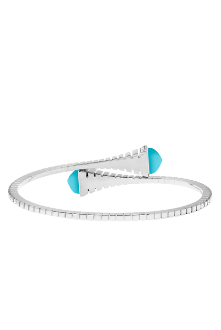 Cleo Slim Bangle, 18k White Gold with Turquoise & Diamonds