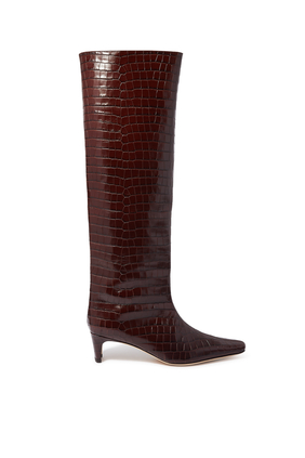 Wally Croc-Embossed Thigh Boots