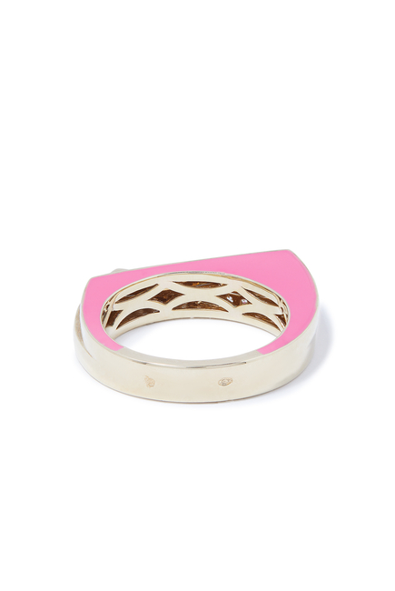 Handcuff Ring, 9k Yellow Gold with Diamonds & Enamel