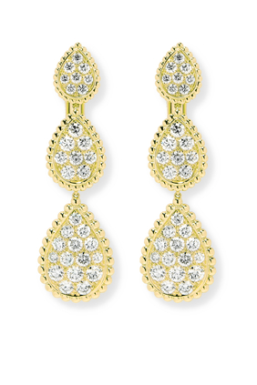 Serpent Bohéme Pendant Earrings, 18k Yellow-Gold & Diamonds