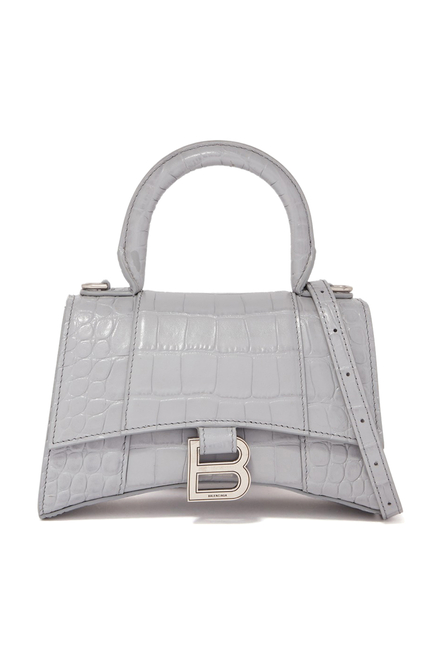 Balenciaga Hourglass XS Crocodile-Effect Top Handle Bag