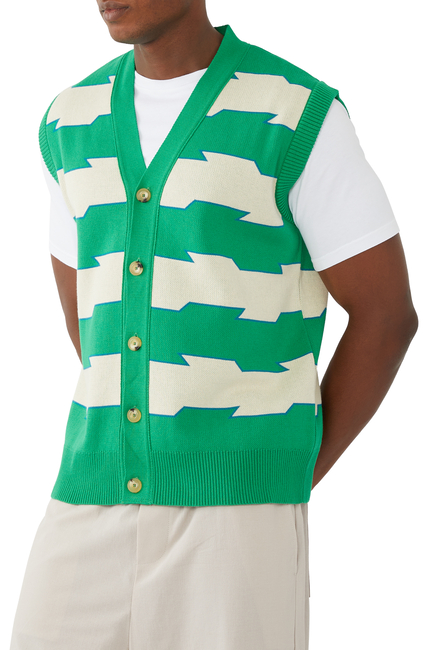 Railway Stripe Vest Cardigan