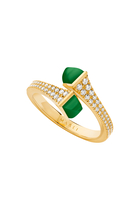 Cleo Slim Ring, 18k Yellow Gold with Green Agate & Diamonds