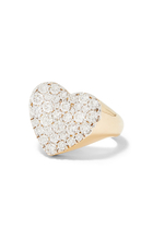 Full Diamond Heart Pinky Ring, 18k Yellow Gold & Diamonds