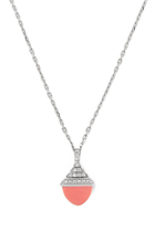 Cleo  Mini Rev  Pendant, 18k White Gold with Pink Coral & Diamonds