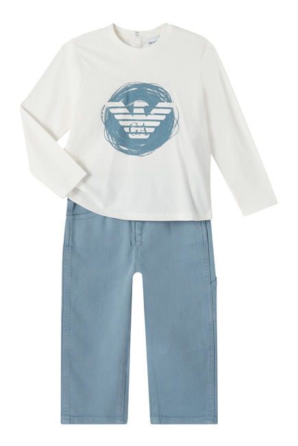 Kids Panel-Detail Cotton Denim Jeans