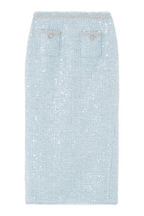 Sequin Boucle Midi Skirt