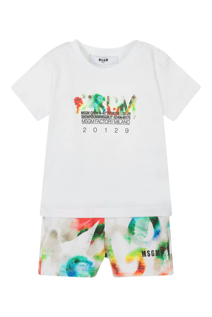 Kids Watercolor T-Shirt & Shorts Set