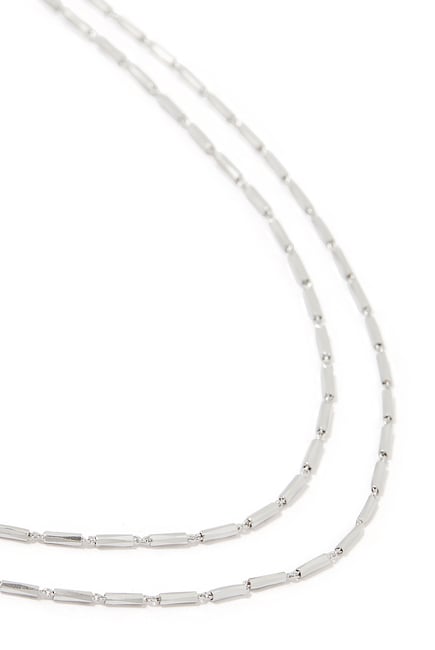 Savi Vintage Link Double Chain Necklace, Recycled Sterling Silver