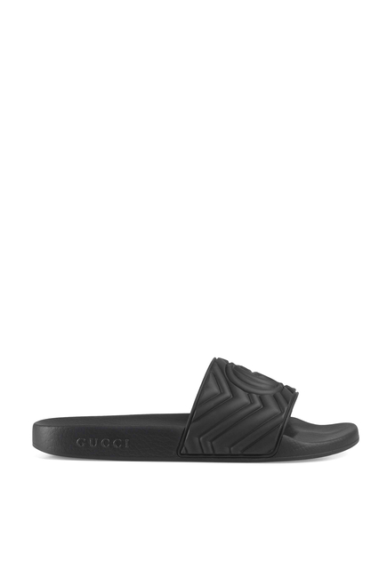 Gucci Matelassé Rubber Slide Sandals