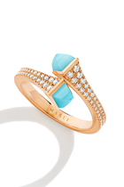 Cleo  Slim Ring, 18k Pink Gold with Blue Chalcedony & Diamonds