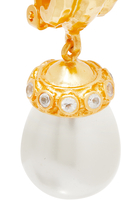 Madonna Clip On Earrings, 24K Gold-Plated Brass & Pearl