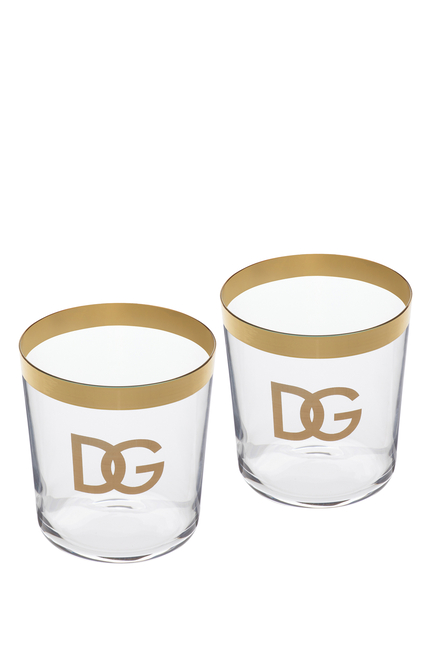 Golden Logo Water Glasses, Set of 2