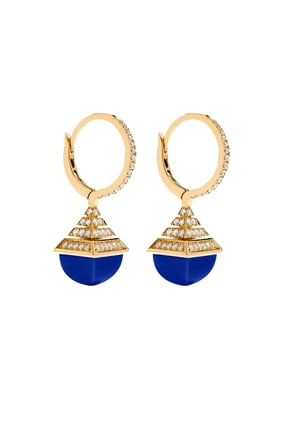 Cleo Mini Rev Drop Earrings, 18k Yellow Gold with Lapis Lazuli & Diamonds