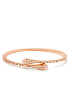 Cleo Slim Slip-On Bracelet, 18k Rose Gold with Diamond & Pink Quartzite