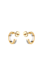 Quatre Hoop Earrings, 18k Mixed Gold & Diamonds