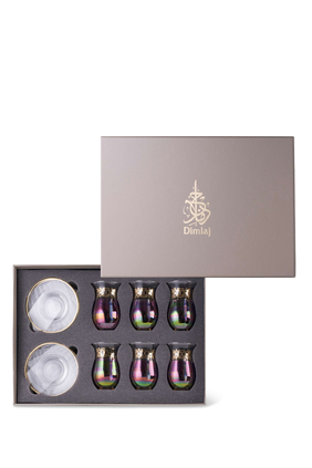 Aurora Tea Glass and Saucer, Set of 12