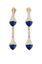 Cleo Drop Earrings, 18k Rose Gold with Lapis Lazuli & Diamonds