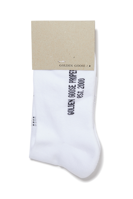 Logo Print Diamante Cotton Blend Socks