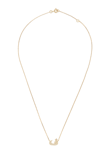 Oula XS Letter F Necklace, 18k Yellow Gold with Diamonds