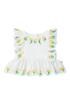 Kids Flower Embroidery Smock Top