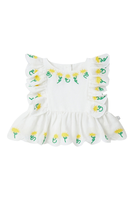 Kids Flower Embroidery Smock Top