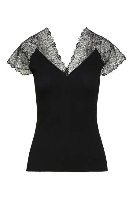Jersey Top with Lace Trim