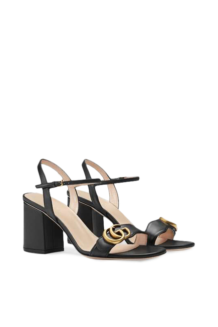 Leather Mid-Heel Sandals