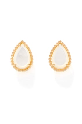 Serpent Bohème S Motif Stud Earrings, Set With White Mother-of-Pearls,
