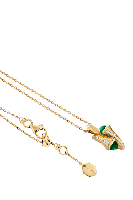 Cleo Huggie Pendant, 18k Yellow Gold with Green Agate & Diamonds