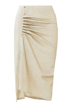 Ruched-Detailing Asymmetric Midi Skirt