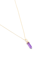 Small Vertical Chakra Necklace, 18k Yellow Gold with Diamonds & Amethyst
