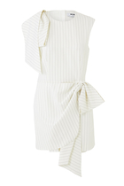 Pinstripe Bow Detail Mini Dress