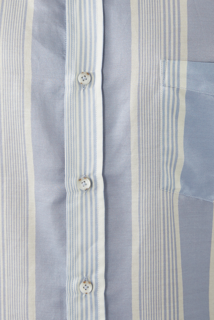 Multi Stripe Sky Blue Silk-Blend Shirt
