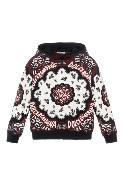 Kids Cotton Paisley Zip-Up Top