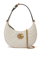 GG Marmont half-moon-shaped mini bag in white leather