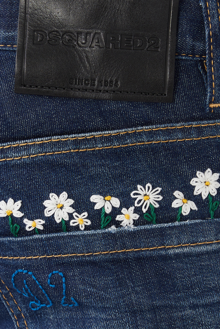 Crinkle Wash Daisy Cool Guy Jeans
