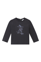 Kids Macro Logo Print Long-Sleeve T-Shirt